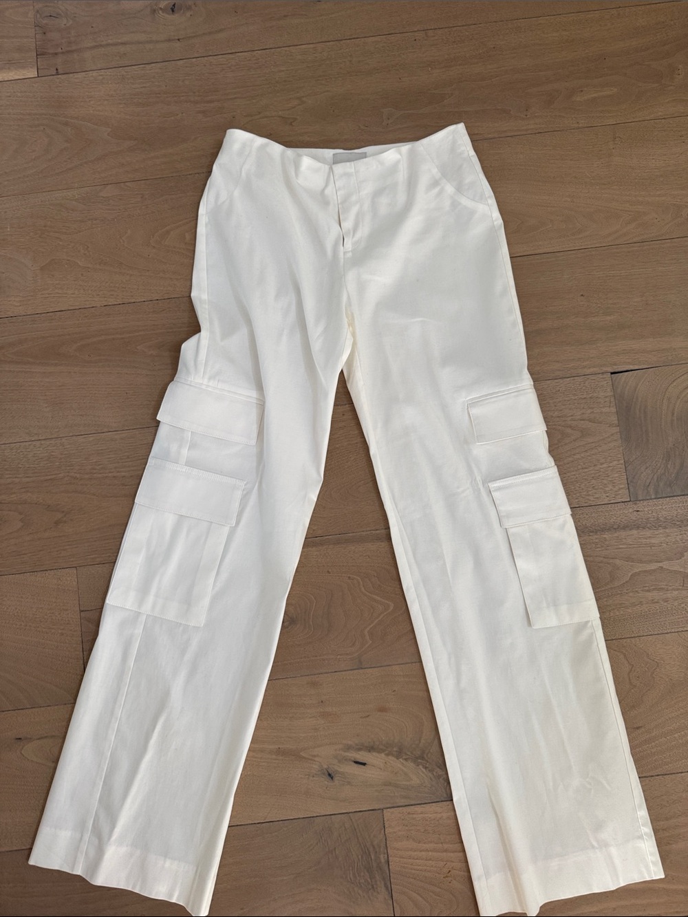 Reformation White Cargo Trousers with Side Utility Pockets -NEW